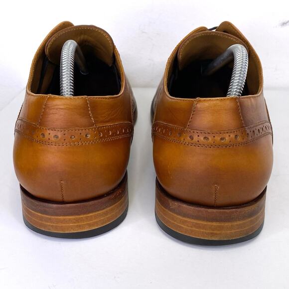 TAFT The Beck Handcrafted Brogue Wingtip Leather Dress Shoe Burnt Honey Mens 10 - Picture 5 of 13